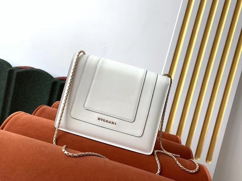 Bvlgari Serpenti Forever Small Crossbody Bag In White Leather