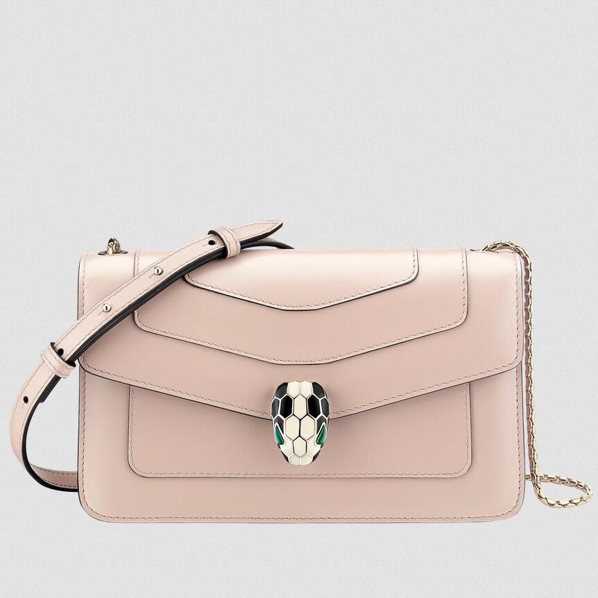 Bvlgari Serpenti Forever Small Cross-body Bag In Beige Calfskin