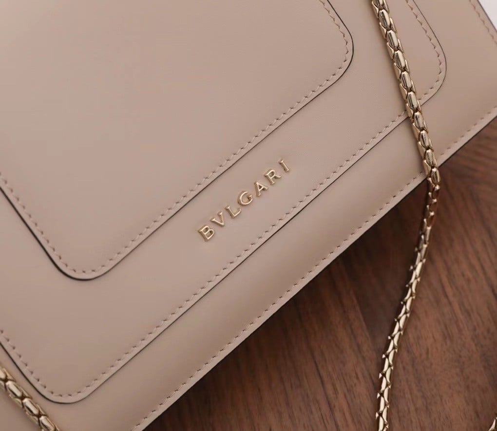 Bvlgari Serpenti Forever Small Cross-body Bag In Beige Calfskin