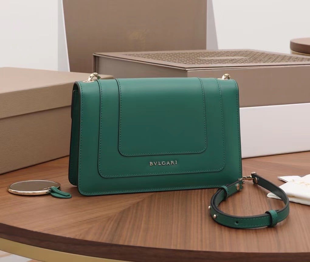 Bvlgari Serpenti Forever Small Cross-body Bag In Green Calfskin