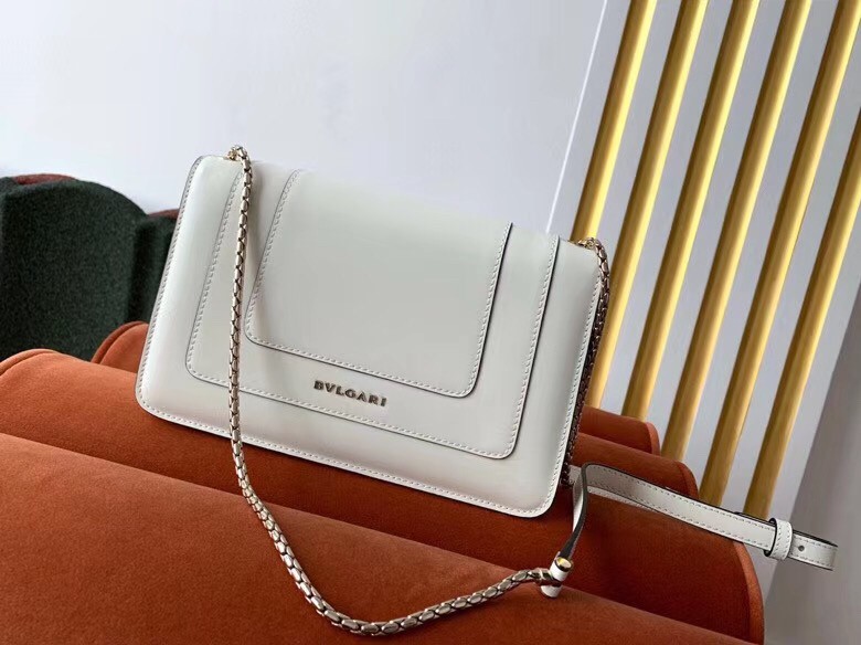 Bvlgari Serpenti Forever Small Cross-body Bag In White Calfskin