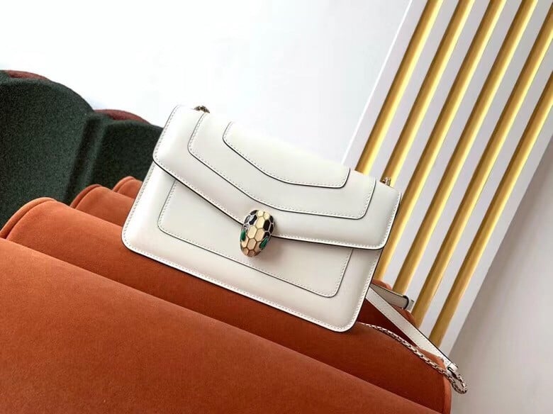 Bvlgari Serpenti Forever Small Cross-body Bag In White Calfskin