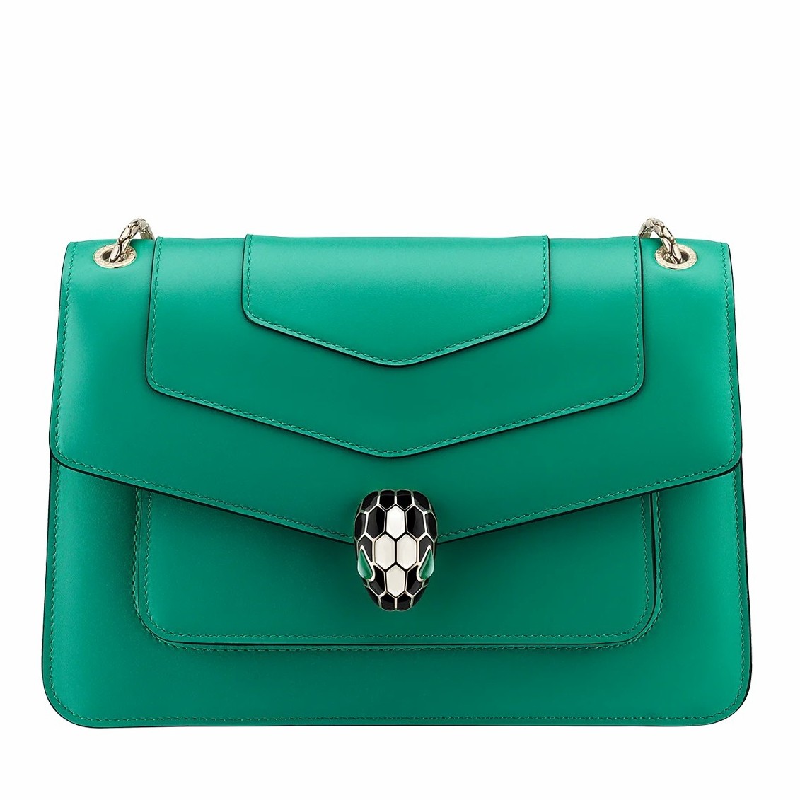 Bvlgari Serpenti Forever Medium Shoulder Bag In Green Calfskin