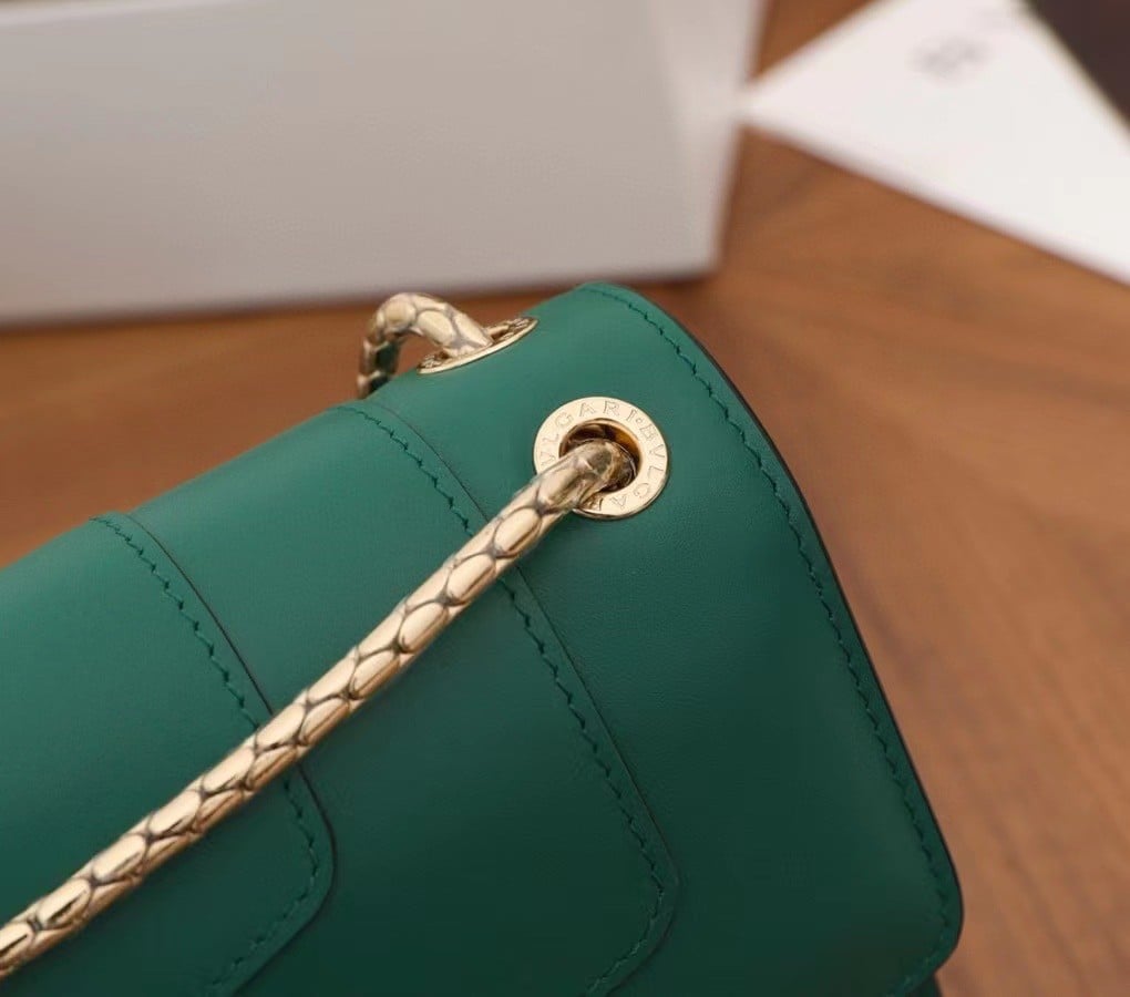 Bvlgari Serpenti Forever Medium Shoulder Bag In Green Calfskin