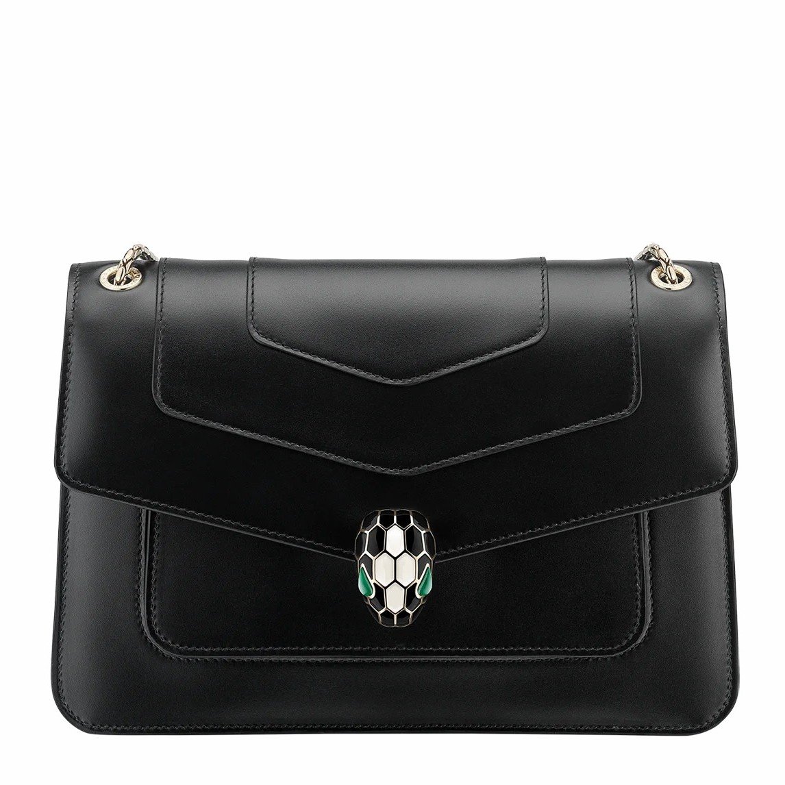 Bvlgari Serpenti Forever Medium Shoulder Bag In Black Calfskin