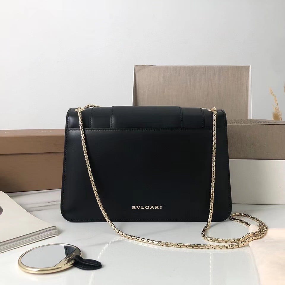 Bvlgari Serpenti Forever Medium Shoulder Bag In Black Calfskin