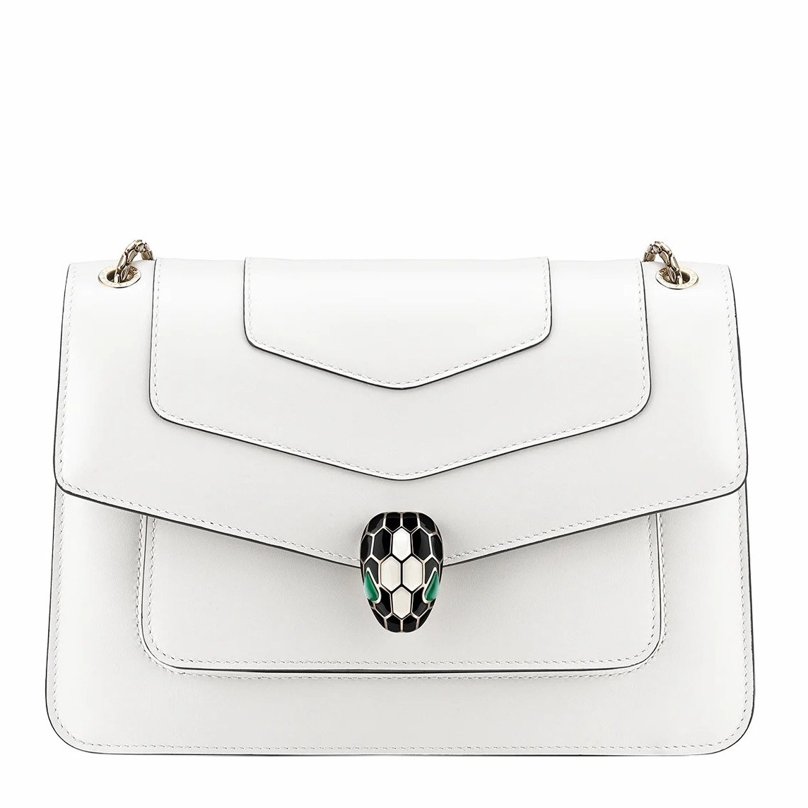 Bvlgari Serpenti Forever Medium Shoulder Bag In White Calfskin