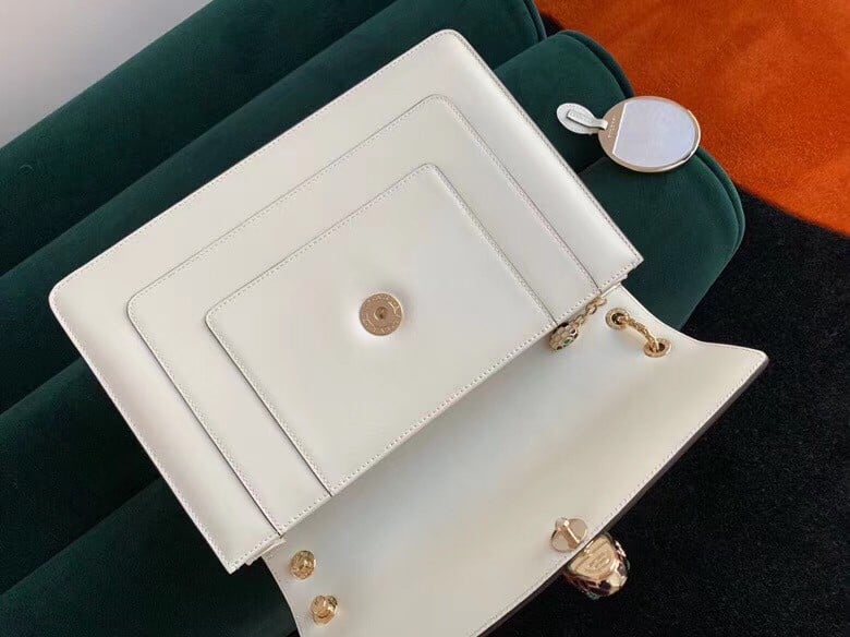 Bvlgari Serpenti Forever Large Shoulder Bag In White Calfskin