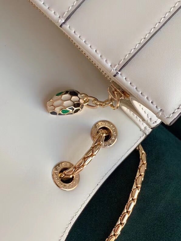 Bvlgari Serpenti Forever Large Shoulder Bag In White Calfskin