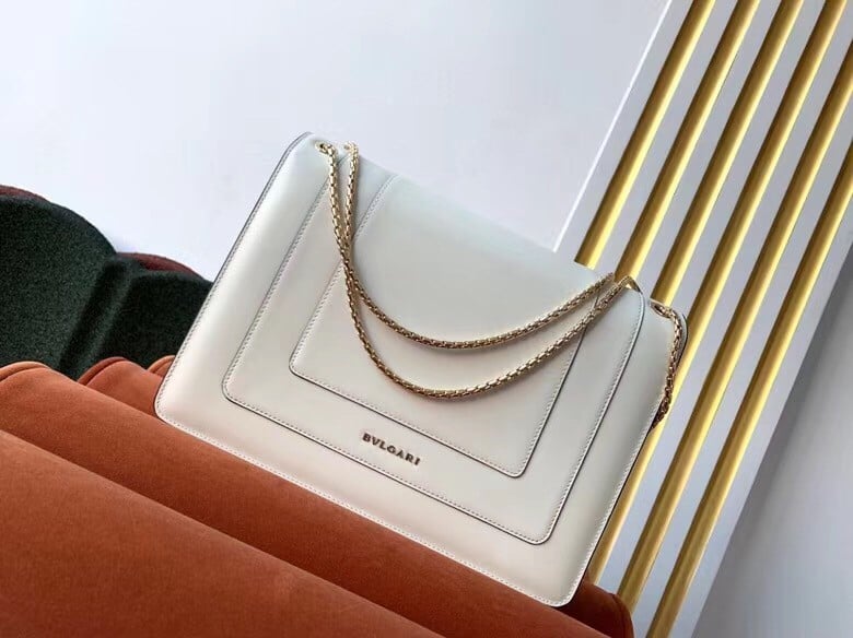 Bvlgari Serpenti Forever Large Shoulder Bag In White Calfskin