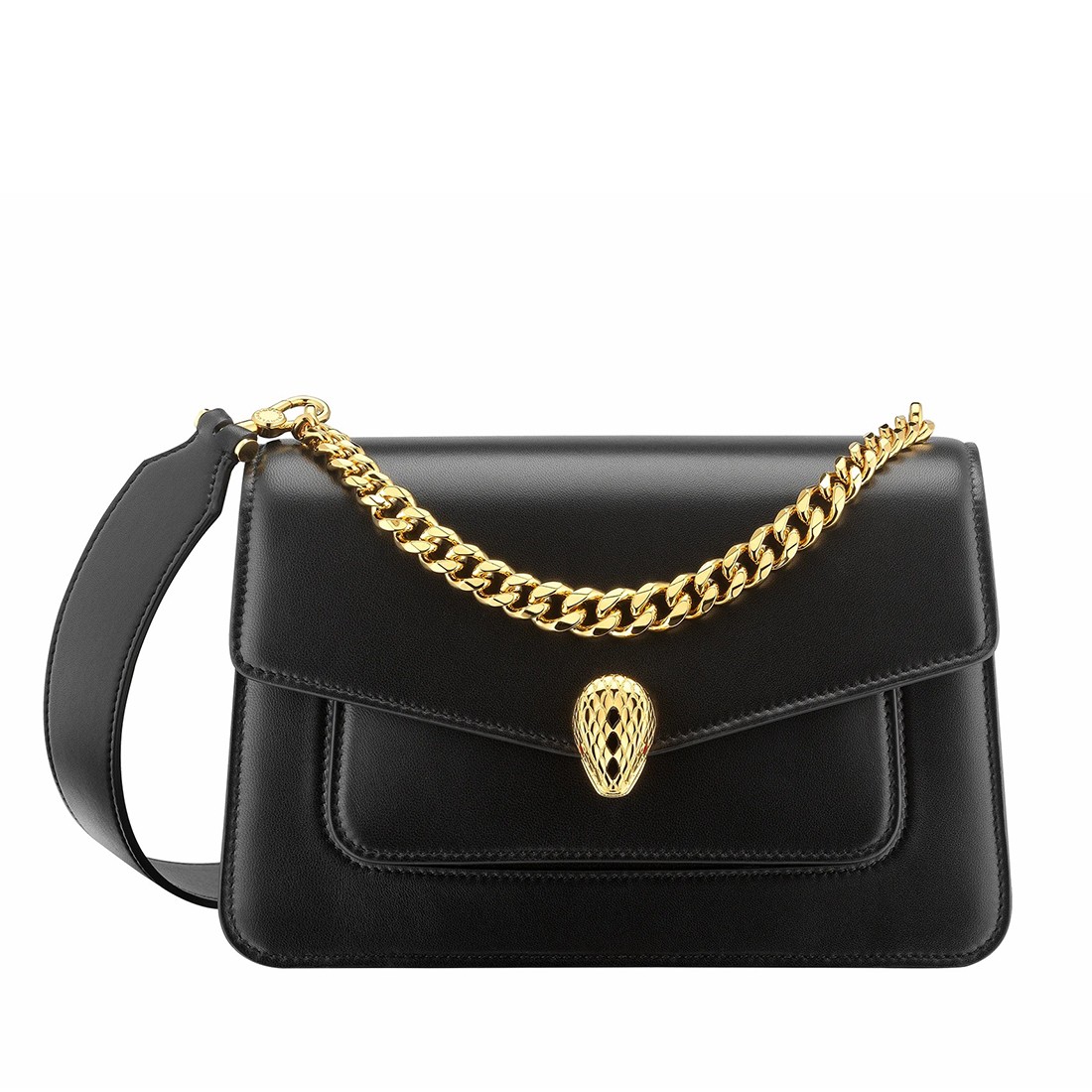 Bvlgari Serpenti Forever Medium Crossbody Bag with Chain Black