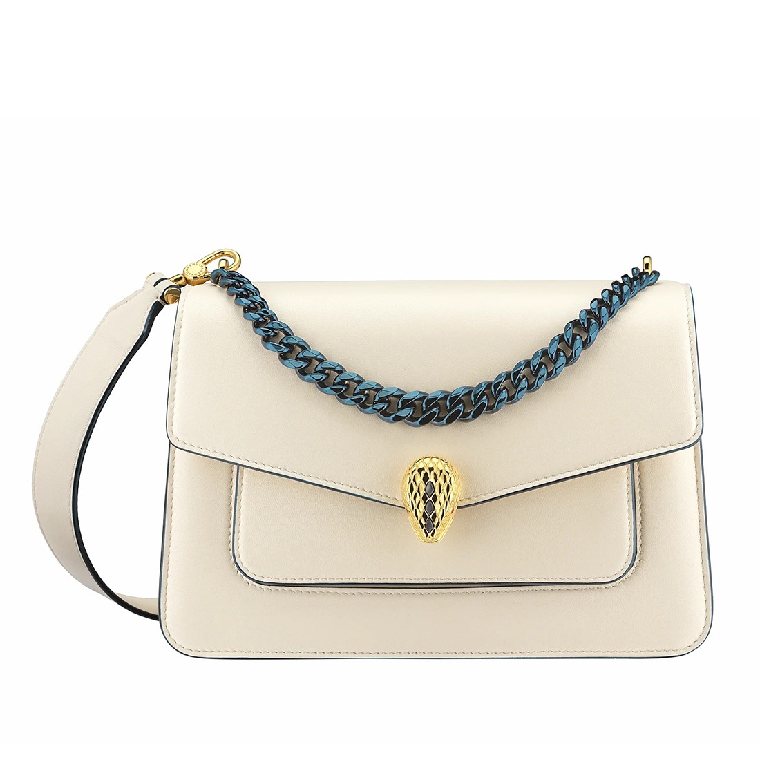 Bvlgari Serpenti Forever Medium Crossbody Bag with Chain White