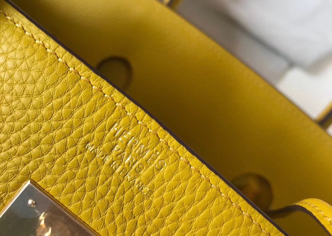 Hermes Birkin 35 Bag in Yellow Clemence Leather with GHW