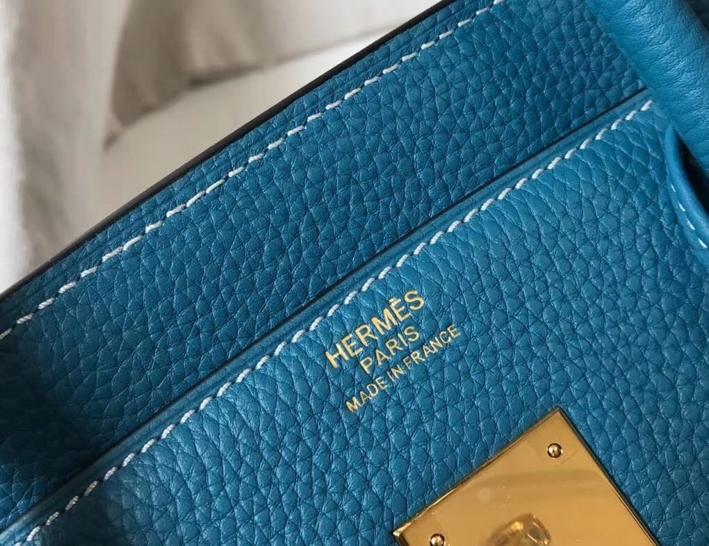 Hermes Birkin 35 Bag in Blue Jean Clemence Leather with GHW