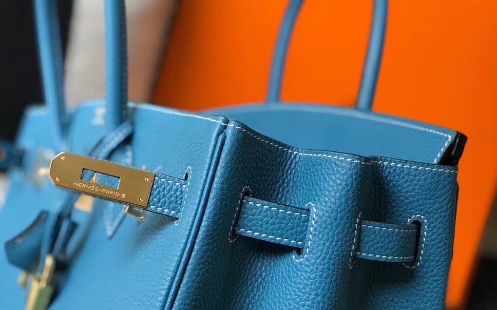 Hermes Birkin 35 Bag in Blue Jean Clemence Leather with GHW