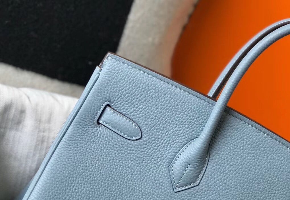 Hermes Birkin 35 Bag in Blue Lin Clemence Leather with GHW