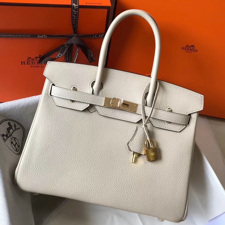 Hermes Birkin 35 Bag in Beton Clemence Leather with GHW