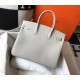 Hermes Birkin 35 Bag in Pearl Grey Clemence Leather with GHW