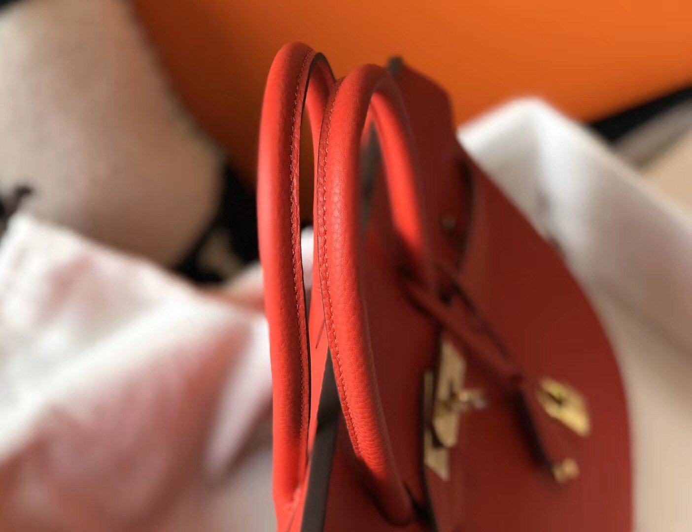 Hermes Birkin 35 Bag in Red Clemence Leather with GHW