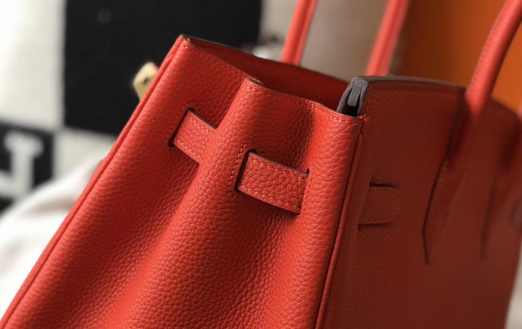 Hermes Birkin 35 Bag in Red Clemence Leather with GHW