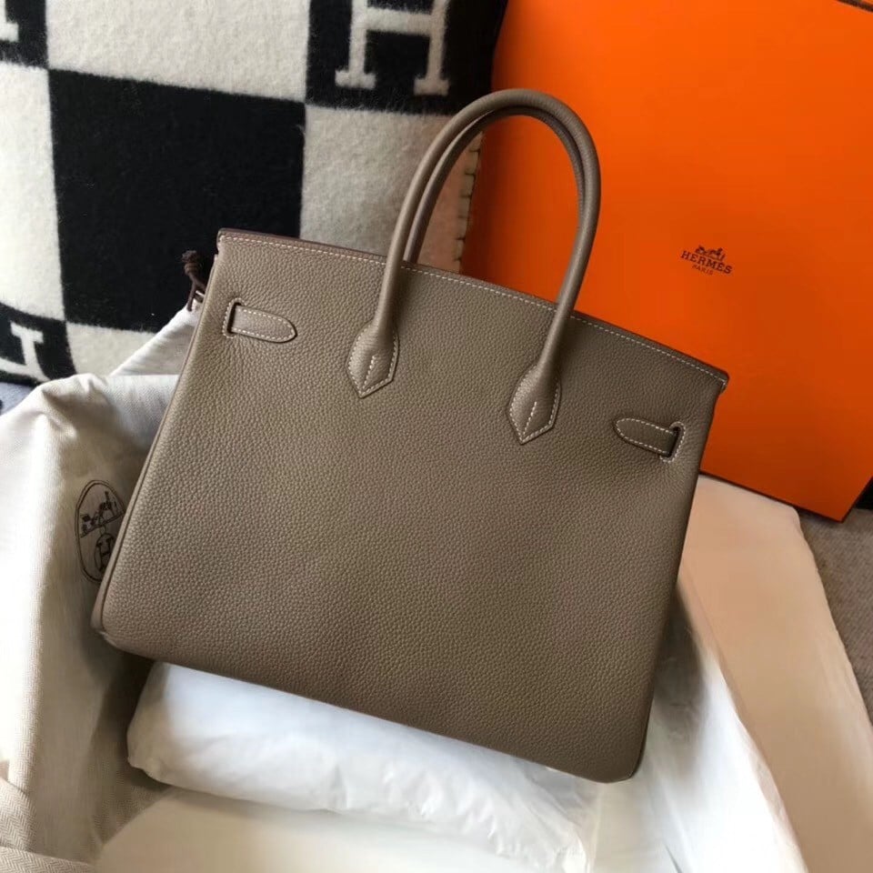 Hermes Birkin 35 Bag in Taupe Clemence Leather with GHW