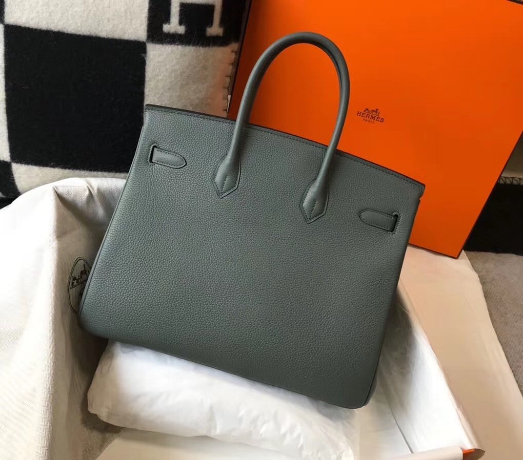 Hermes Birkin 35 Bag in Vert Amande Clemence Leather with GHW