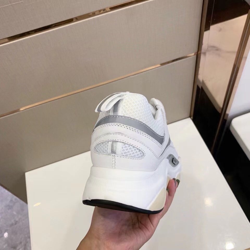 Dior Men's B22 Sneakers In White Leather and White Mesh