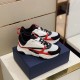 Dior Men's B22 Sneakers In Red Leather and White Mesh