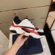 Dior Men's B22 Sneakers In Red Leather and White Mesh