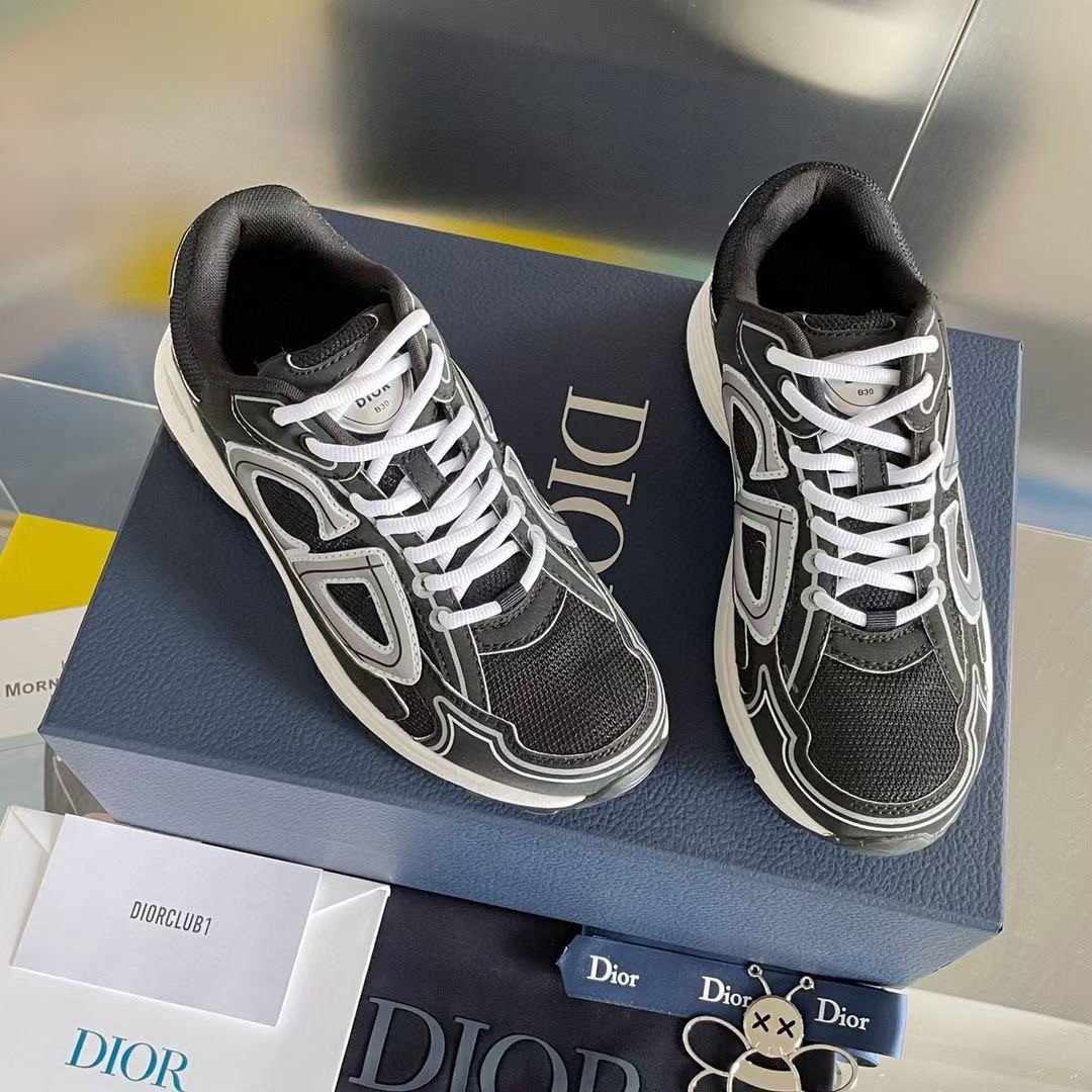 Dior Men's B30 Sneakers In Green Mesh and Fabric