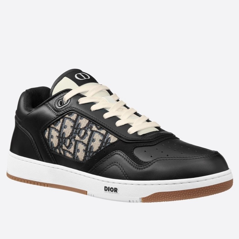 Dior Men's B27 Low-top Sneakers In Black Calfskin