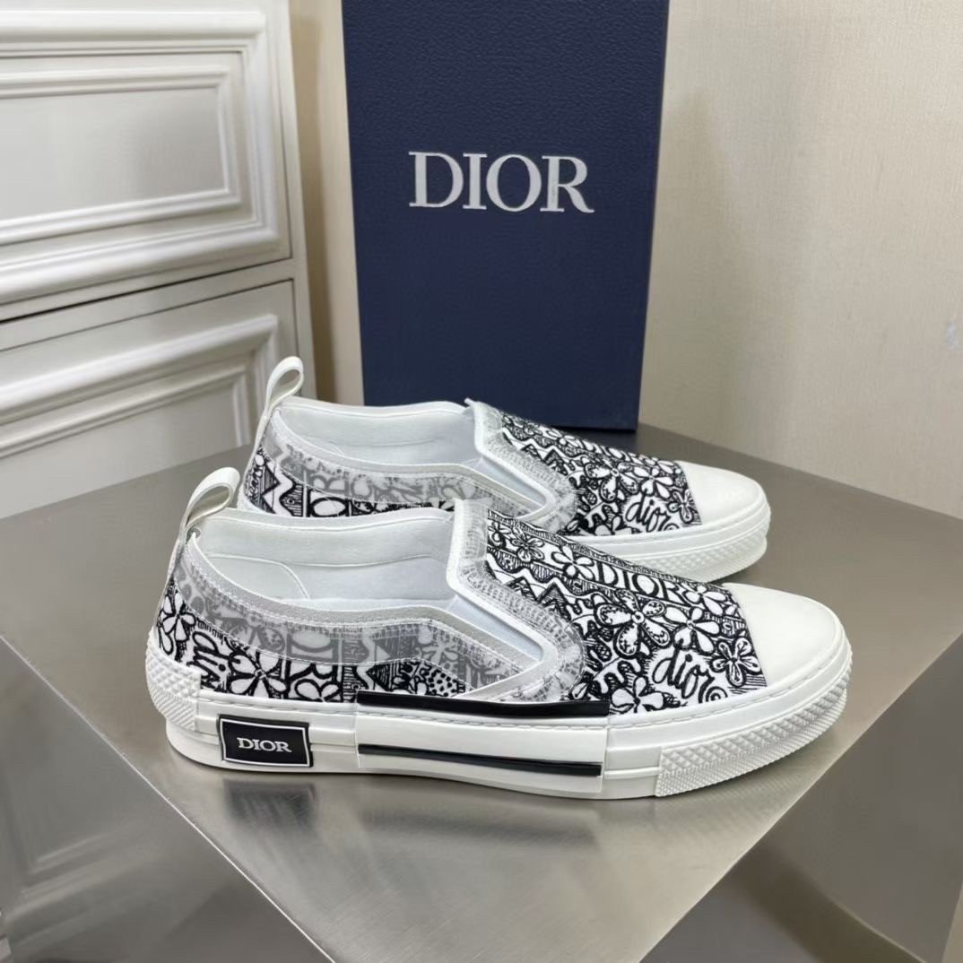 Dior Men's B23 Slip-On Sneakers In Canvas with Shawn Embroidery