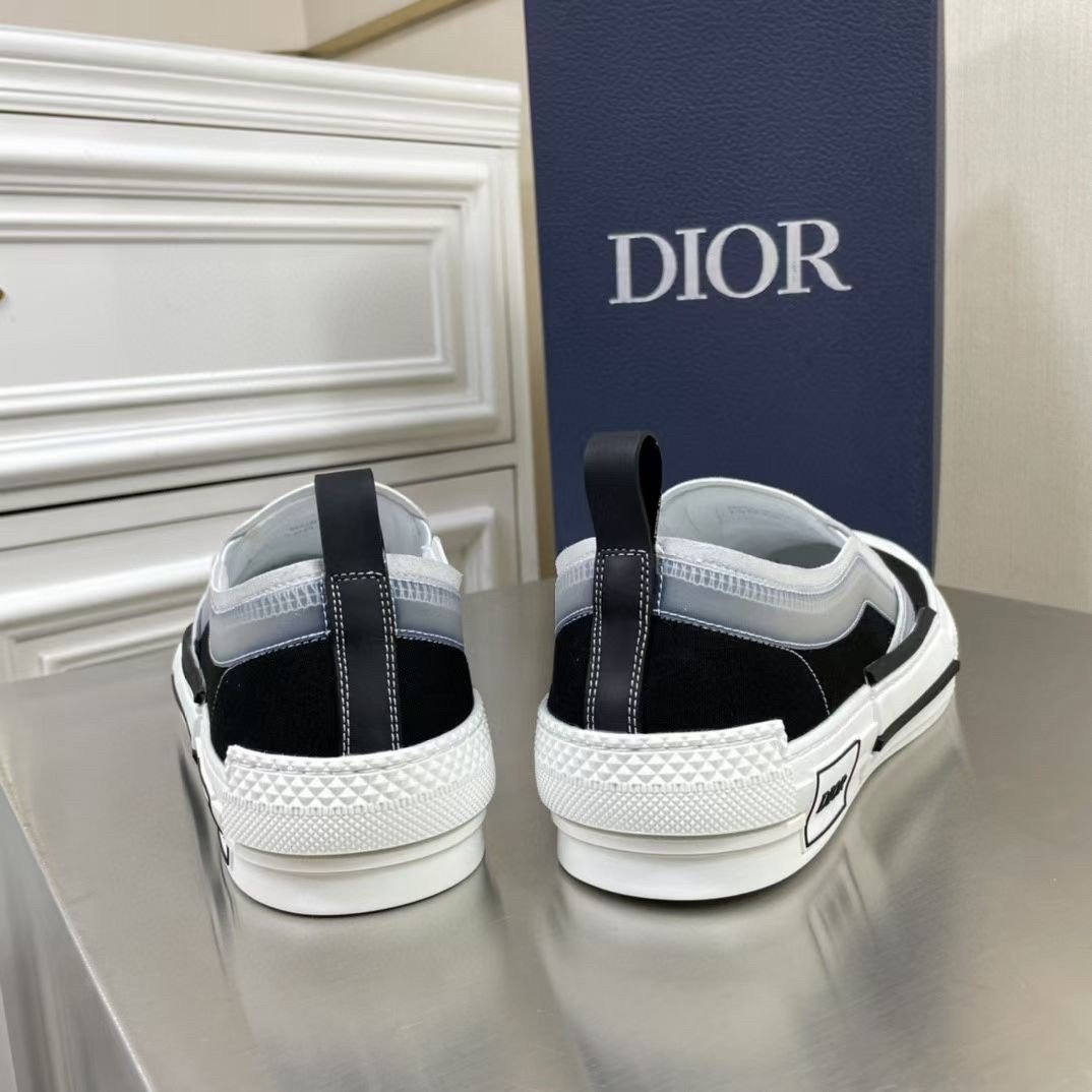 Dior Men's B23 Slip-On Sneakers In Black Shawn Canvas