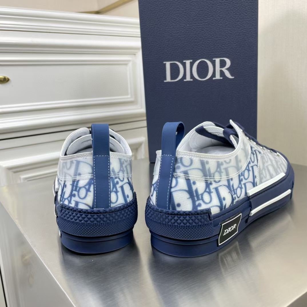 Dior Men's B23 Low-top Sneakers In Blue Oblique Canvas