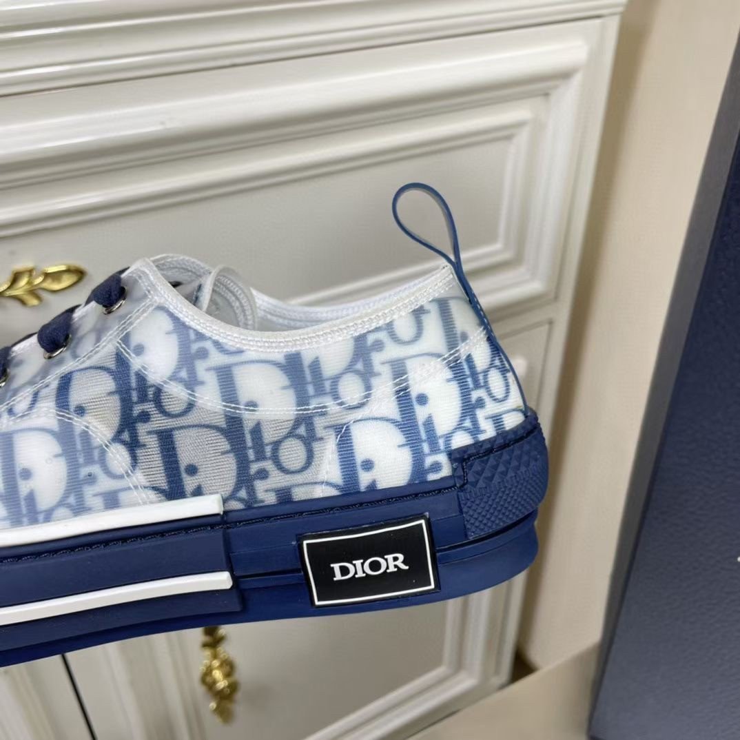 Dior Men's B23 Low-top Sneakers In Blue Oblique Canvas