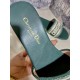 Dior Dway Slides In Green Embroidered Cotton