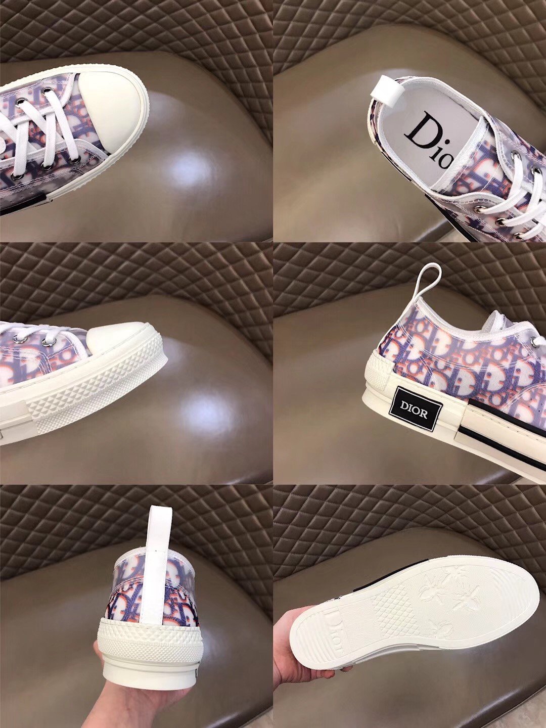 Dior Men's B23 Low-top Sneakers In Red and Blue Oblique Canvas