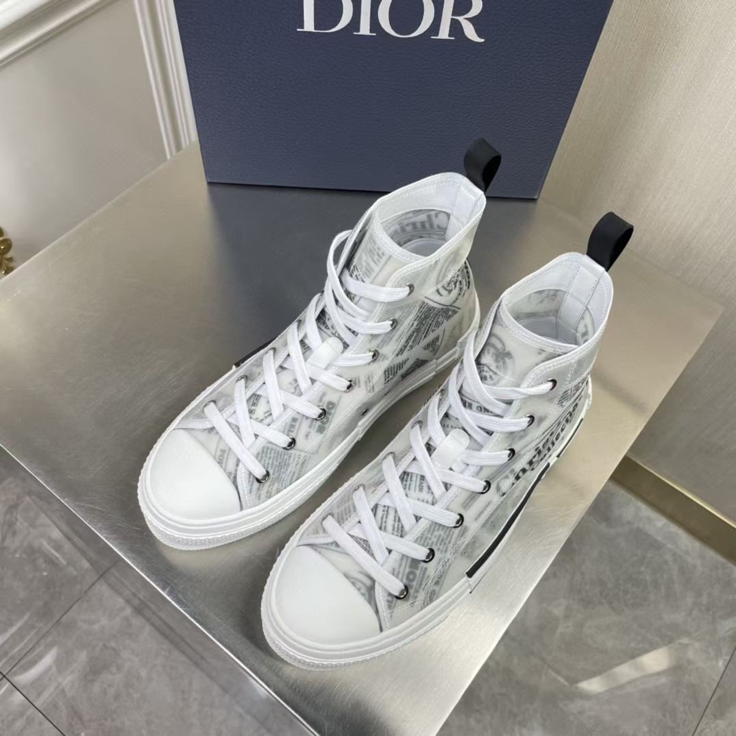 Dior Men's B23 High-top Sneakers In Canvas with Newspaper Print