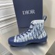 Dior Men's B23 High-top Sneakers In Blue Oblique Canvas