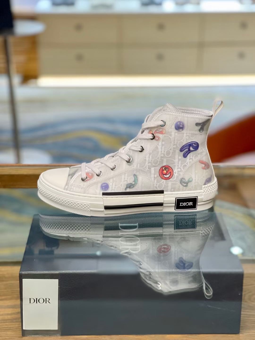 Dior Men's B23 High-top Sneakers with Kenny Scharf Motif