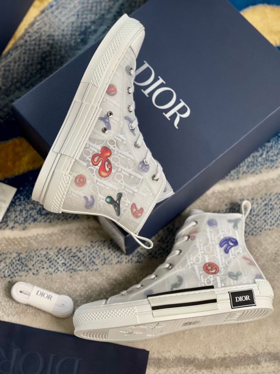 Dior Men's B23 High-top Sneakers with Kenny Scharf Motif