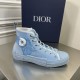 Dior Men's B23 High-top Sneakers In Ligth Blue Oblique Canvas