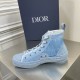 Dior Men's B23 High-top Sneakers In Ligth Blue Oblique Canvas