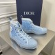 Dior Men's B23 High-top Sneakers In Ligth Blue Oblique Canvas