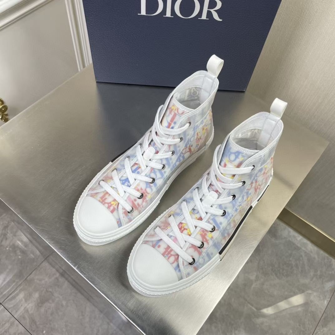 Dior Men's B23 High-top Sneakers In Multicolour Oblique Canvas