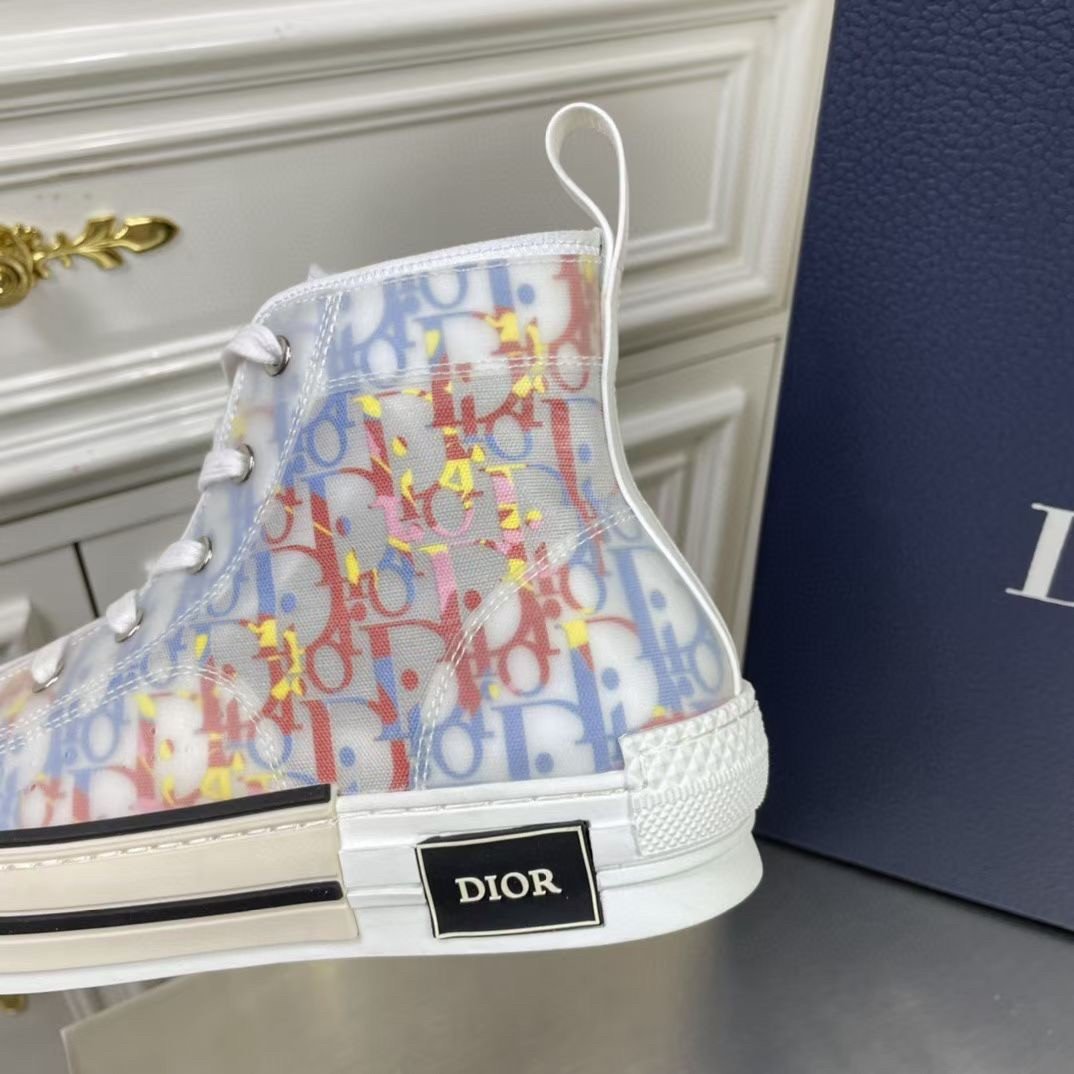 Dior Men's B23 High-top Sneakers In Multicolour Oblique Canvas