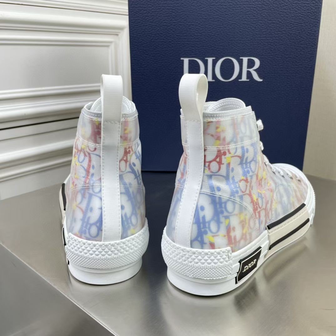 Dior Men's B23 High-top Sneakers In Multicolour Oblique Canvas