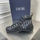 Dior Men's B23 High-top Sneakers In Black Oblique Canvas