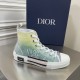 Dior Men's B23 High-top Sneakers with Green and Yellow Print