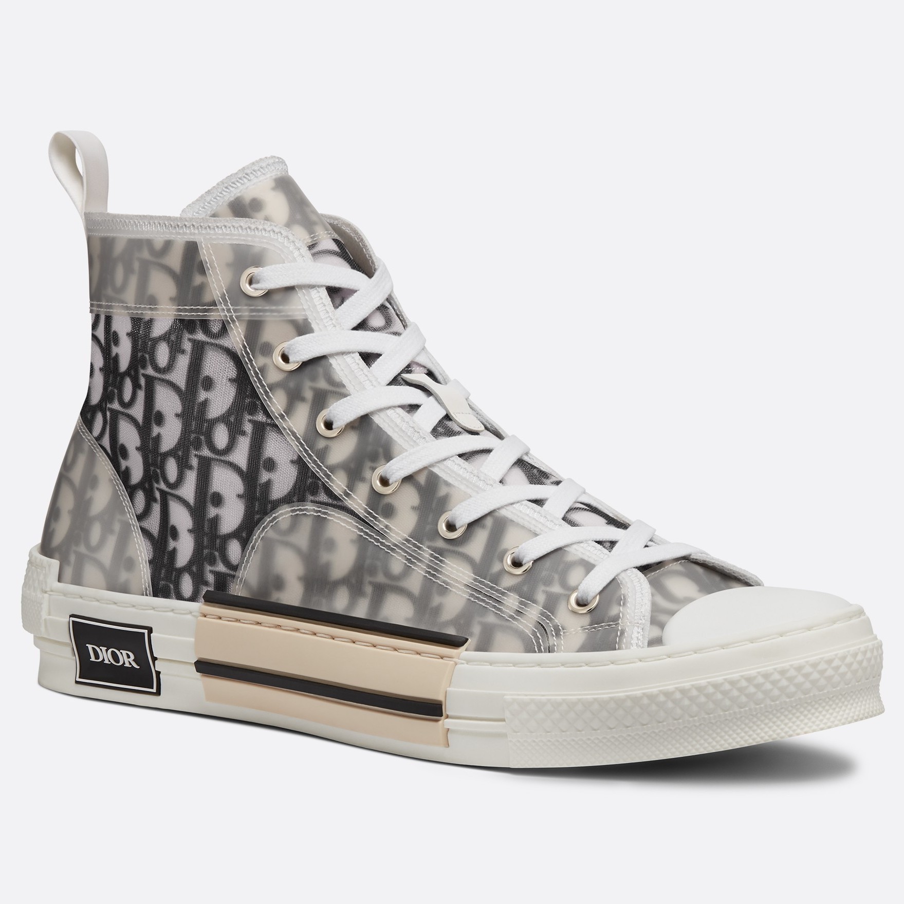 Dior Men's B23 High-top Sneakers In White and Black Oblique Canvas